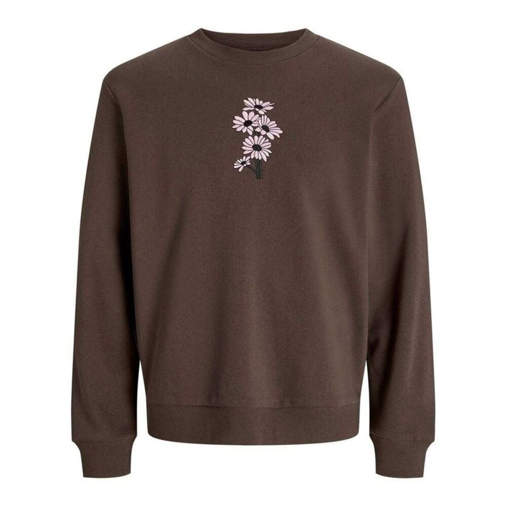 Jack And Jones Mens Embroidered Daisy Sweatshirt / Chocolate Brown